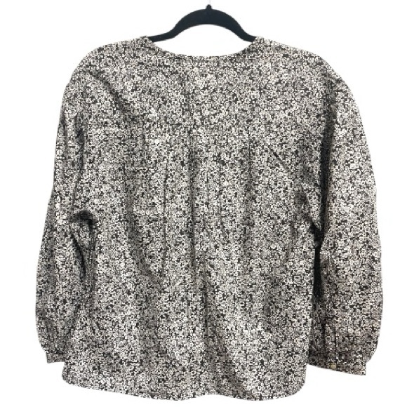 NWT Universal Thread Black White Floral Peasant Top Puffy Sleeve Blouse - Picture 5 of 8